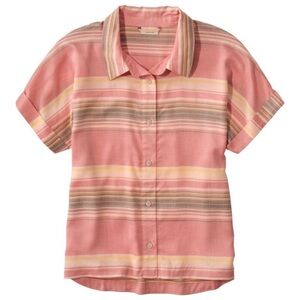 LL Bean Women’s Mountainside Shirt Sienna brick stripe Size L  (14-16) #1919